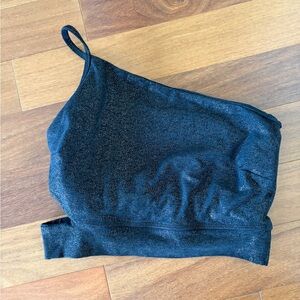 Beyond Yoga Black One-Shoulder Shimmer Bralette